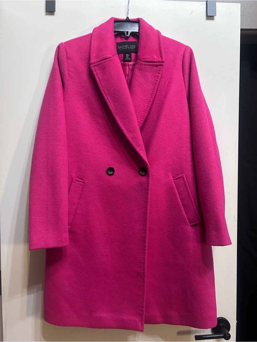 Rachel Zoe Vibrant Magenta Double-Breasted Pea Coat